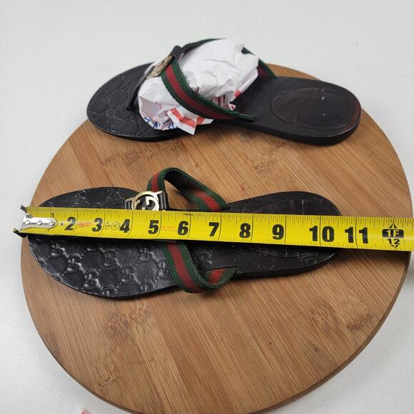 Gucci GG Web Stripe Thong Sandal Dark Brown Monogram Women’s EU 41 US 10 - Picture 15 of 15